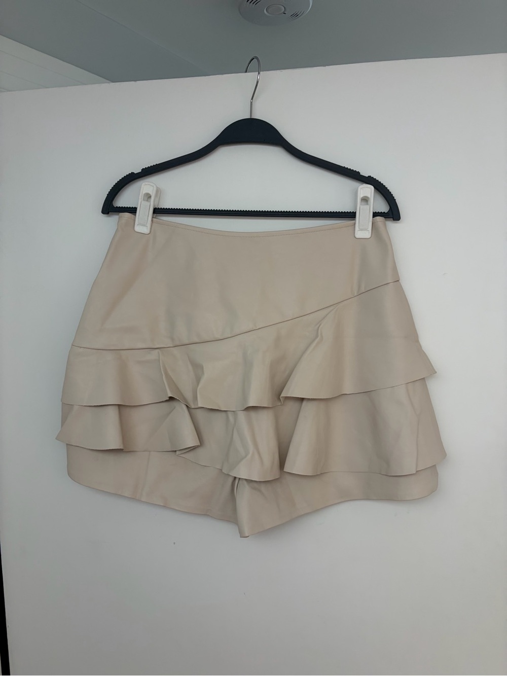 Beige Ruffle Mini Skort